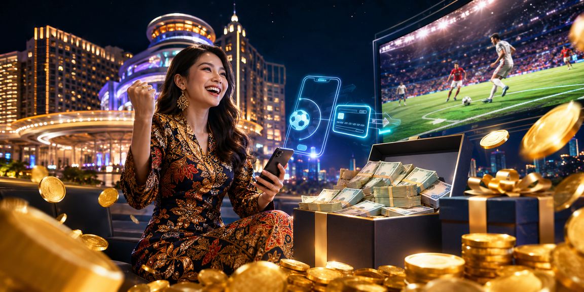 Ilustrasi pertaruhan sukan di Genting Highlands dengan motif batik khas Malaysia
